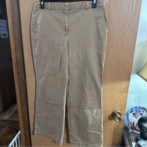Lands' End Fit 2 Women's Beige Stretch Chino Khaki Pants, Size 14